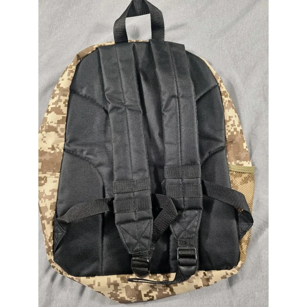 NWOT‎ East West Digital Tan Camo Print Backpack Mesh Side Pocket 15x12x4
